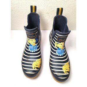 Joules Wellibob Womens Floral Stripe Ankle Rain Boots Size 9 Rubber & Textile